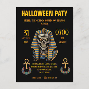🖤 Zwarte farao-mummie uitnodiging 🎃✉️ Briefkaart