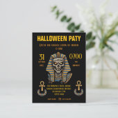 🖤 Zwarte Farao Mummie Uitnodiging 🎃✉️ Briefkaart (Staand voorkant)