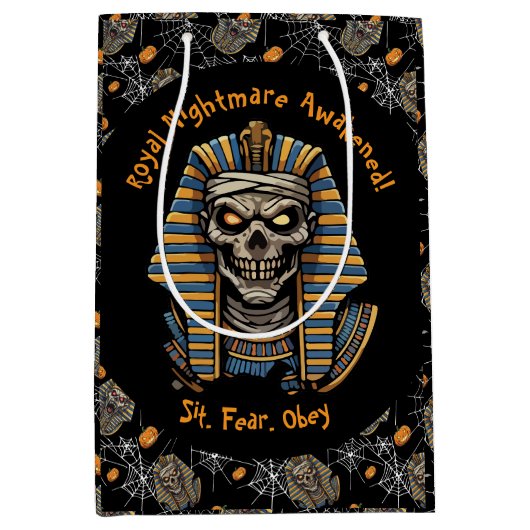 🖤 Zwarte Farao Mummy Gift Bag 🎃👑 Medium Cadeauzakje (Voorkant)
