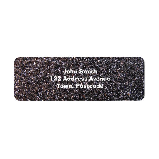 Zwarte faux glitter-afbeelding etiket (Voorkant)