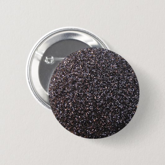Zwarte faux glitter-afbeelding ronde button 5,7 cm (Voorkant /achterkant)