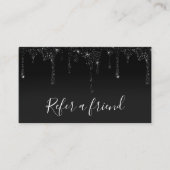 zwarte faux glitter druppelt op zwarte verwijzings visitekaartje (Voorkant)