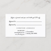 zwarte faux glitter druppelt verwijzingskaart visitekaartje (Achterkant)