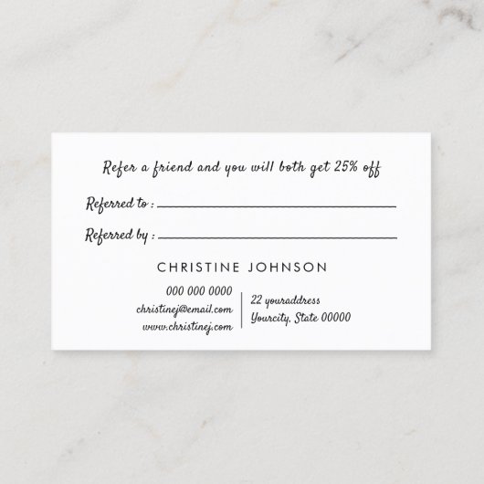 zwarte faux glitter druppelt verwijzingskaart visitekaartje (Achterkant)