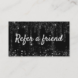 zwarte faux glitter druppelt verwijzingskaart visitekaartje