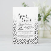 Zwarte Faux Glitter Leopard Print Gradiënt Kaart (Staand voorkant)