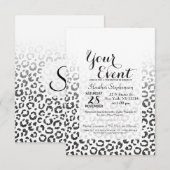 Zwarte Faux Glitter Leopard Print Gradiënt Kaart (Voorkant / Achterkant)