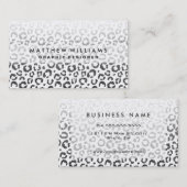 Zwarte Faux Glitter Leopard Print Gradiënt Visitekaartje (Voorkant / Achterkant)