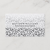 Zwarte Faux Glitter Leopard Print Gradiënt Visitekaartje (Voorkant)