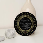 Zwarte & Faux Gold Art Deco Bachelorette Party Kaart