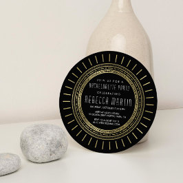 Zwarte & Faux Gold Art Deco Bachelorette Party Kaart