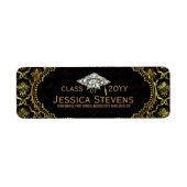 Zwarte & Faux Gold Damasers en Pet van Glitter-Afs Etiket (Voorkant)