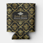 Zwarte & Faux Gold Damaskers & Glitter Afstudeerde Blikjeskoeler (Voorkant)