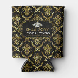 Zwarte & Faux Gold Damaskers & Glitter Afstudeerde Blikjeskoeler