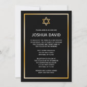 Zwarte Faux Gold Star van David Bar Mitzvah Kaart (Voorkant)
