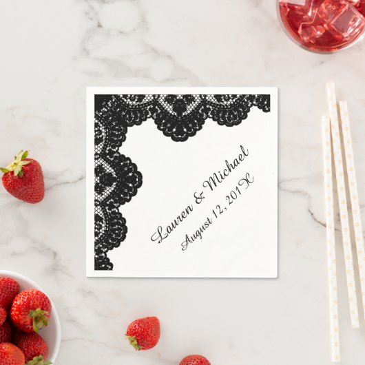 Zwarte Faux Kant op Witte Huwelijk Servet (Insitu)