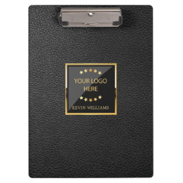 Zwarte Faux Leather Logo Persoonlijk Bedrijf Klembord