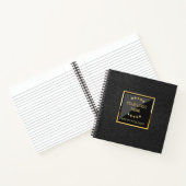 Zwarte Faux Leather Logo Persoonlijke Kantoor Notitieboek (Binnen)