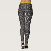 Zwarte Faux Lederen Textuur Gouden Sterren Trendy Leggings (Achterkant)