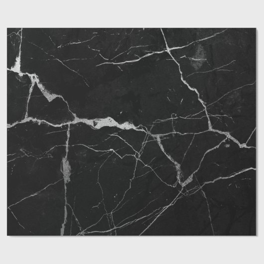 Zwarte faux marmer cadeaupapier (Vlak)