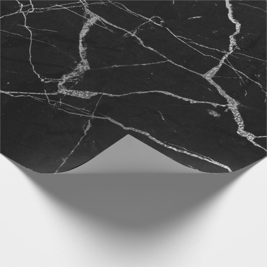 Zwarte faux marmer cadeaupapier (Hoek)