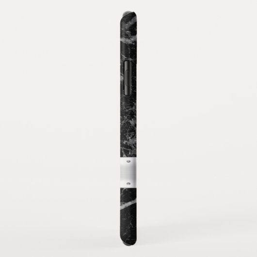 Zwarte faux-marmer met metalen zilverstreep Case-Mate iPhone case (Achterkant/rechts)