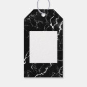 Zwarte faux-marmer-textuur met aangepaste tekst cadeaulabel (Achterkant)