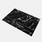 Zwarte faux-marmer-textuur met aangepaste tekst deurmat (Schuin)