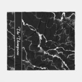 Zwarte faux-marmer-textuur met aangepaste tekst fleece deken (Voorkant (Horizontaal))