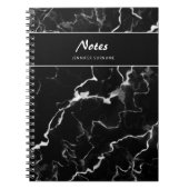 Zwarte faux-marmer-textuur met aangepaste tekst notitieboek (Voorkant)