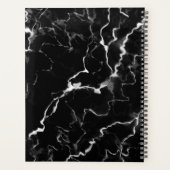 Zwarte faux-marmer-textuur met aangepaste tekst planner (Achterkant)