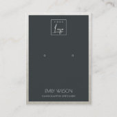 ZWARTE FAUX SILVER GRENS LOGO EARRING DISPLAY VISITEKAARTJE (Voorkant)