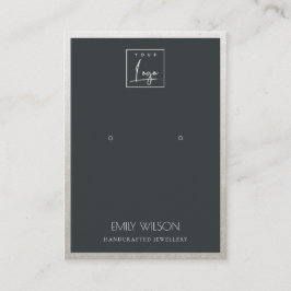 ZWARTE FAUX SILVER GRENS LOGO EARRING DISPLAY VISITEKAARTJE