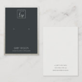 ZWARTE FAUX SILVER GRENS LOGO EARRING DISPLAY VISITEKAARTJE (Voorkant / Achterkant)