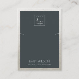 ZWARTE FAUX SILVER GRENS LOGO KETTING WEERGEVEN VISITEKAARTJE