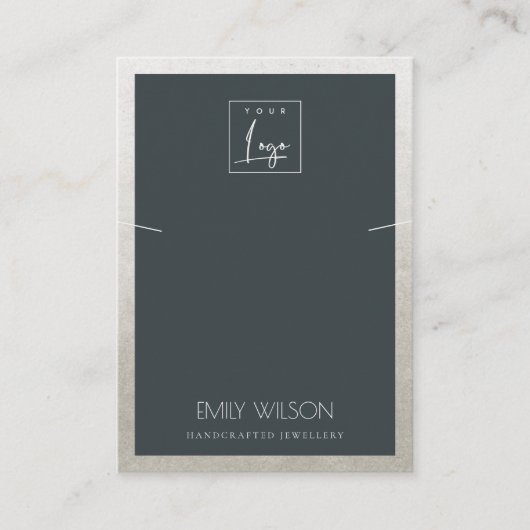 ZWARTE FAUX SILVER GRENS LOGO KETTING WEERGEVEN VISITEKAARTJE (Voorkant)