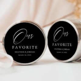 Zwarte Favoriete Huwelijks Treat Box Ronde Sticker