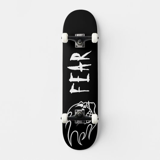 Zwarte Fear Skatebord Deck met Wit Skateboard (Voorkant)