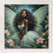 Zwarte fee in betoverde tuin puzzel legpuzzel (Verticaal)