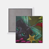 ZWARTE FEE KITTEN CAT & KOLIBRIE magneet (Voorkant / Achterkant)