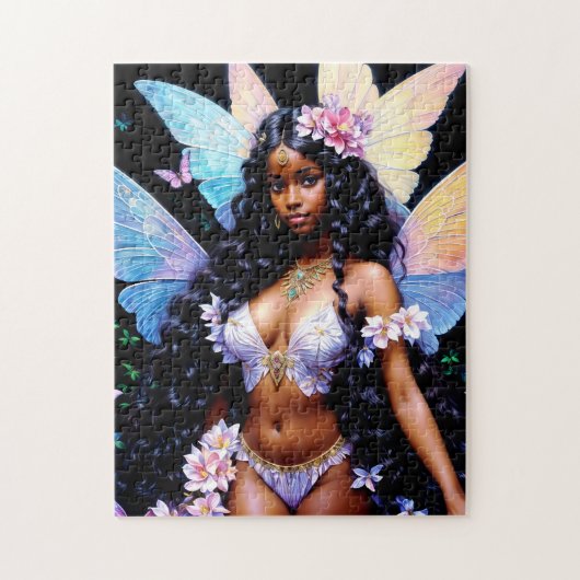Zwarte Fee Meisje Bij Nacht Puzzel (Verticaal)