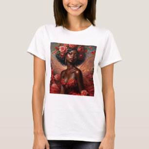 Zwarte fee meisje met Rozen T-shirt