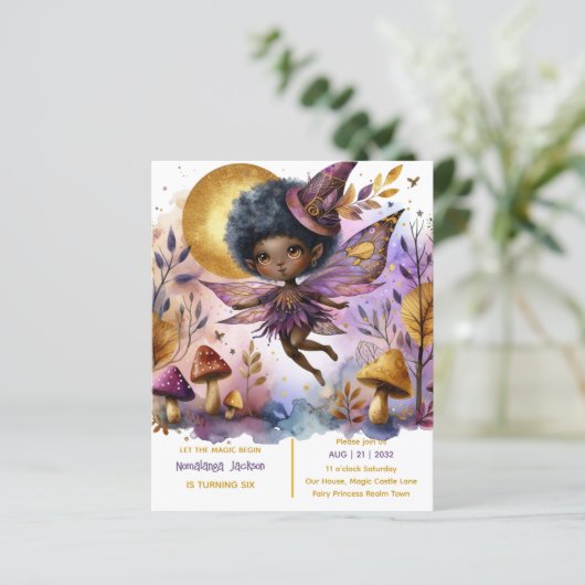 Zwarte Fee Verjaardag Fairycore Paars Goud 