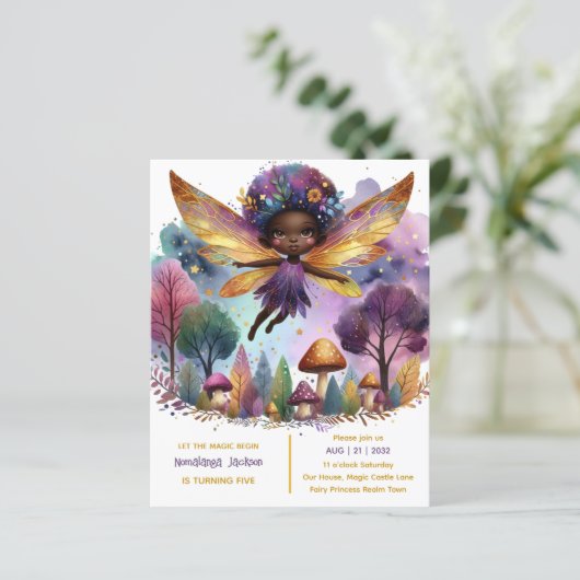 Zwarte Fee Verjaardag Feeëngoud Paars Goud (Staand voorkant)