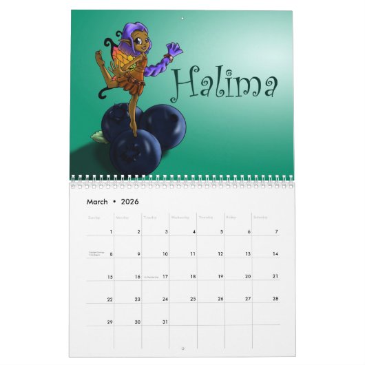 Zwarte feeën 2026 kalender (Mar 2026)