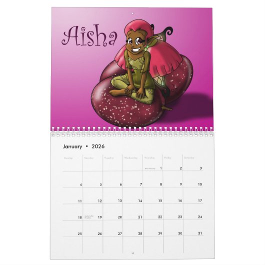 Zwarte feeën 2026 kalender (Jan 2026)