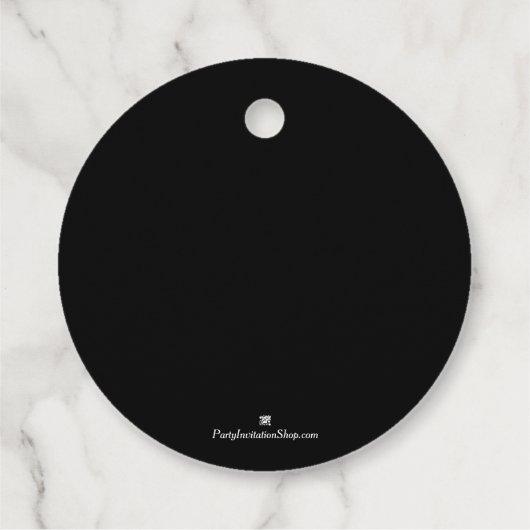 Zwarte feestdag met de heerlijkste kerstboom bedankjes labels (Achterkant)