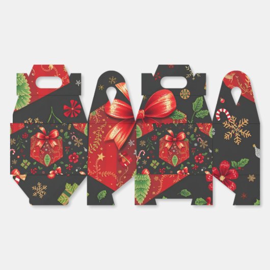 Zwarte Feestelijke Kerstcadeau Doos Ontwerp Bedankdoosjes (Ongevouwen)