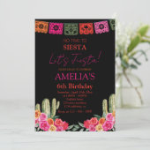 zwarte Fiesta Mexicaanse meisje verjaardag Kaart (Staand voorkant)