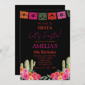 zwarte Fiesta Mexicaanse meisje verjaardag Kaart (Voorkant / Achterkant)